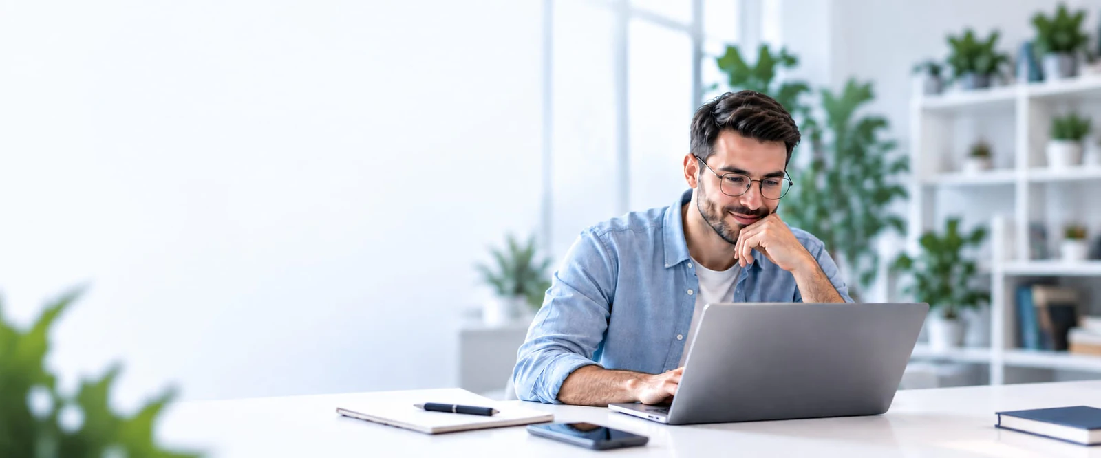 Partner, der arbejder ved en laptop